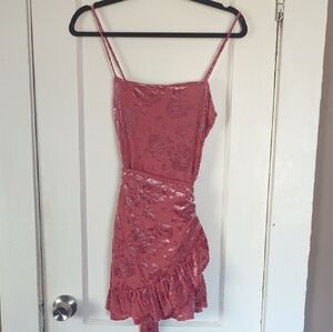 Free People Dusty Rose Wrap Mini Dress